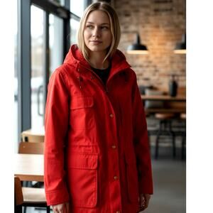 Eddie Bauer Womens Red Water Resistant Hooded Jacket - Size: XL